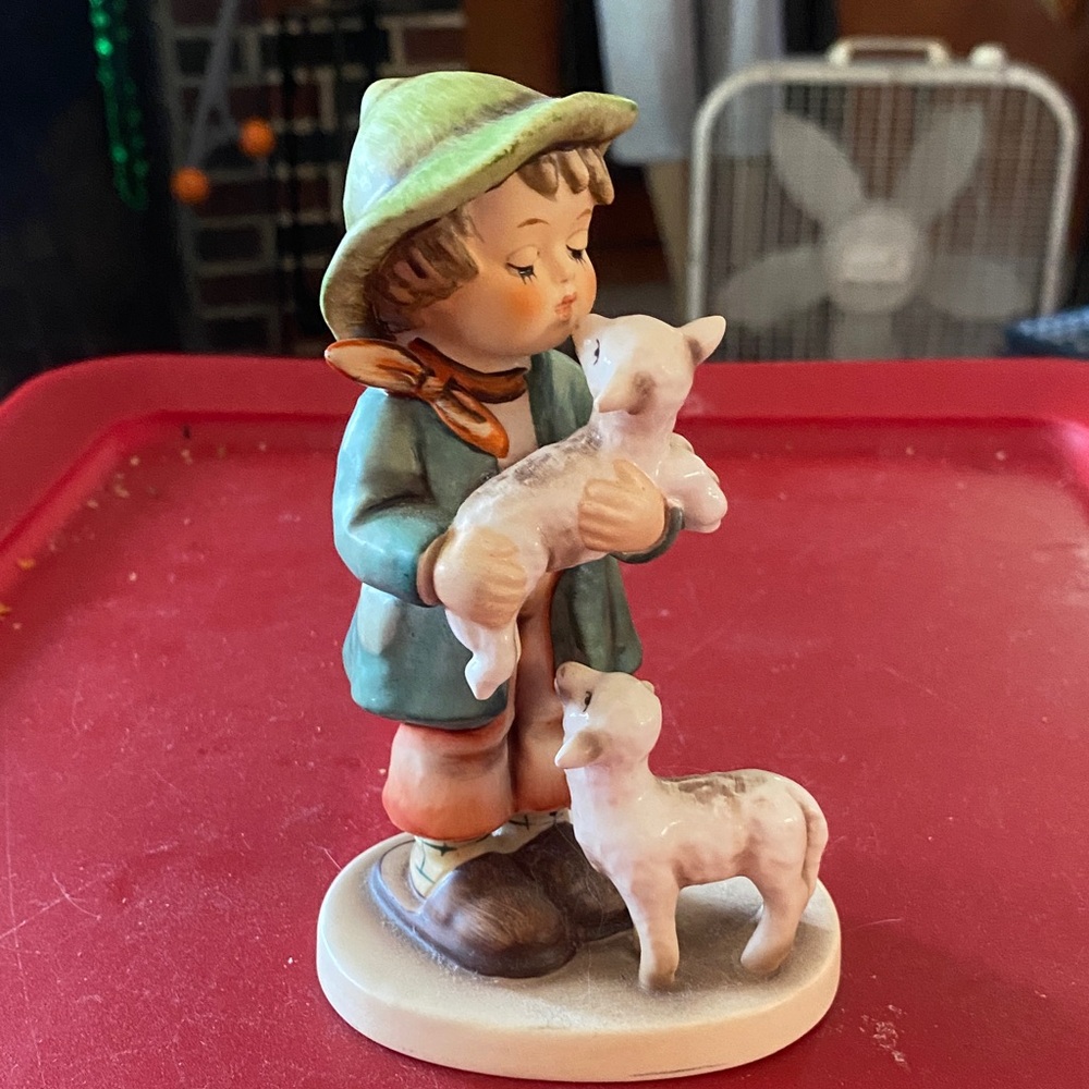 Hummel Figurine- "Shepherd Boy" with Green Hat and Blue Coat